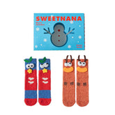 크리스마스 선물 박스 여성 크루 양말 재미있는 패턴 따뜻하고 포근한 양말